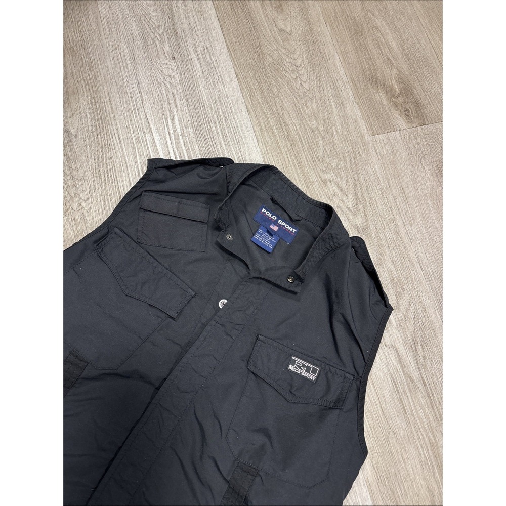 Vintage Ralph Lauren Polo Sport Black Utility Vest Women Size Medium